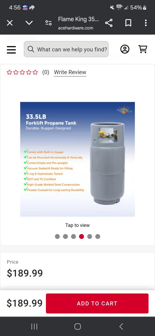 Forklift Propane Tank 33.5 Gallon