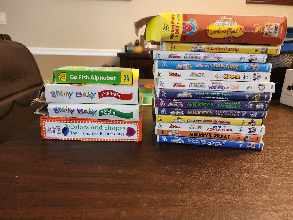 Disney DVD's And Brainy Baby Flash Cards