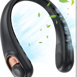 Neck Fan, Bladeless Wearable Hands-Free Portable Fan, 5200mAh Rechargeable, 360° Cooling with 3 Speeds, Ultra-Quiet Personal Fan LED Display, Idea for