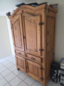 Wood Rustic Armoire Entertainment Cabinet