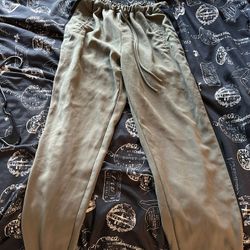 Olive Green Size Small Joggers With Black Strip On Side