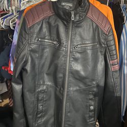 Men’s Faux Leather Black and Red Jacket