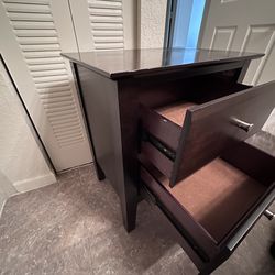 2 dark brown nightstands