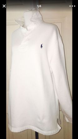 Men's Ralph Lauren polo white half button sweatshirt great condition Sz Large