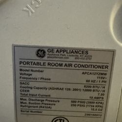 GE 12000 BTU 3 In 1 Portable AC Unit