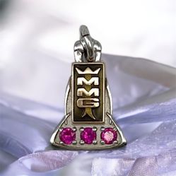 MMG 10k White Gold Pendant With 3 Pink Topaz 1.68g