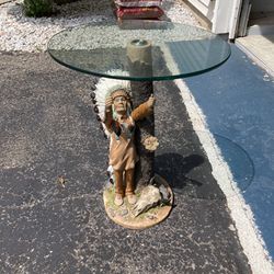 Native American  Glass Topped Table