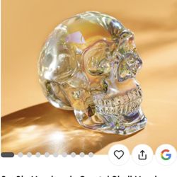 Handmade Crystal Skull Head Statue Colorful Glass Skull Decor(blue)