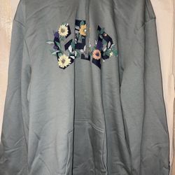 Gap grey floral zip up hoodie Size XL #floral #hoodie XLT