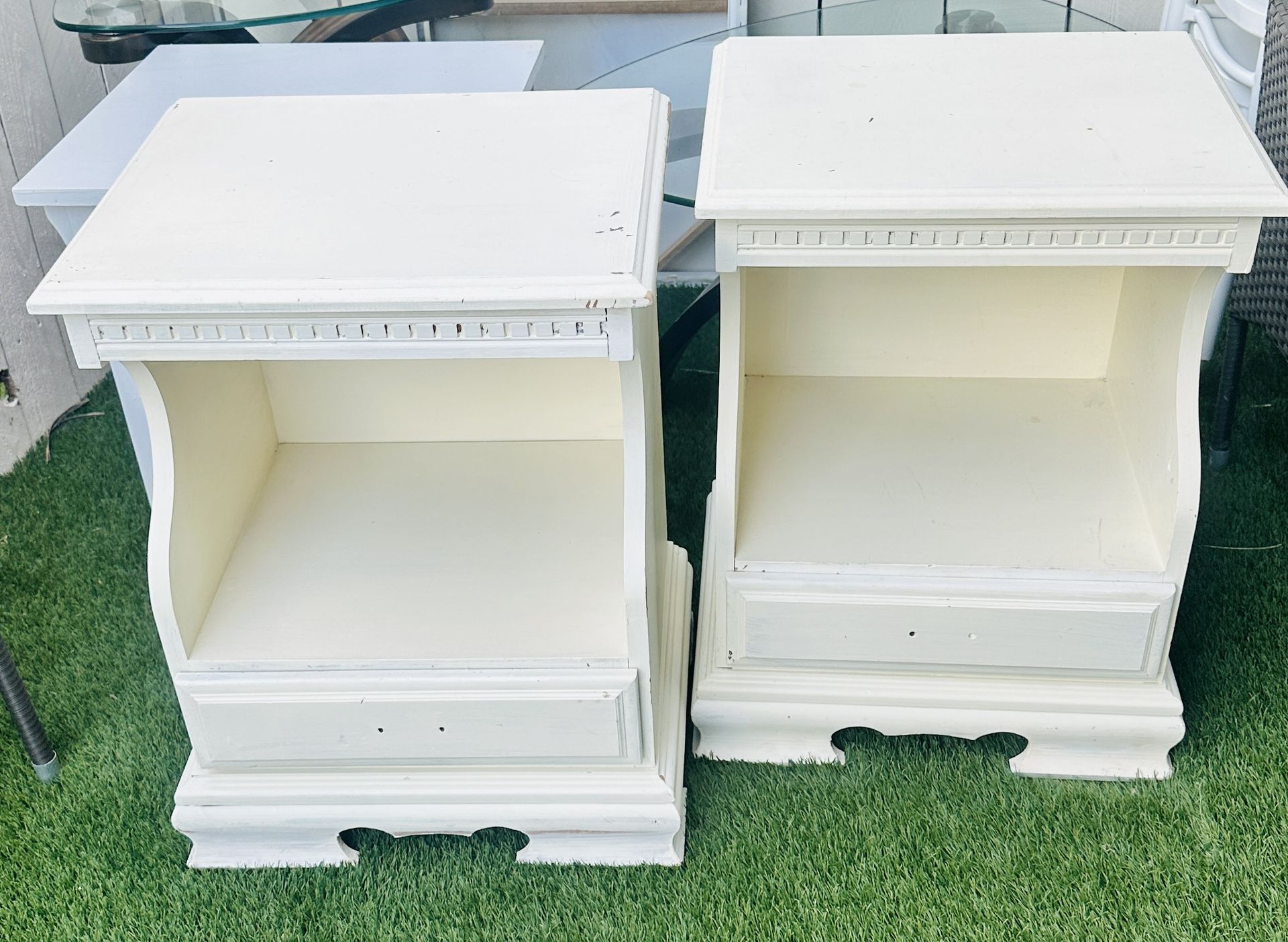 2 White/ Off White/ Cream Color Night Stands, side table end table , nightstand Selling Together