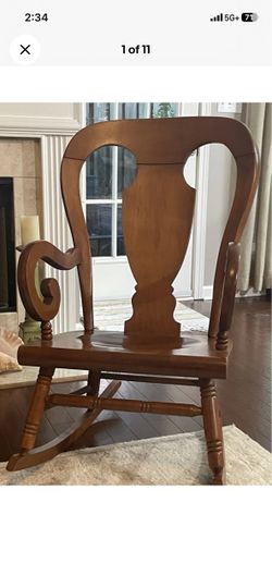 Tell City Maple Balloon Back Rocking Chair – Vintage Solid Wood Farmhouse