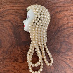 Vintage Faux Pearl Face Brooch 
