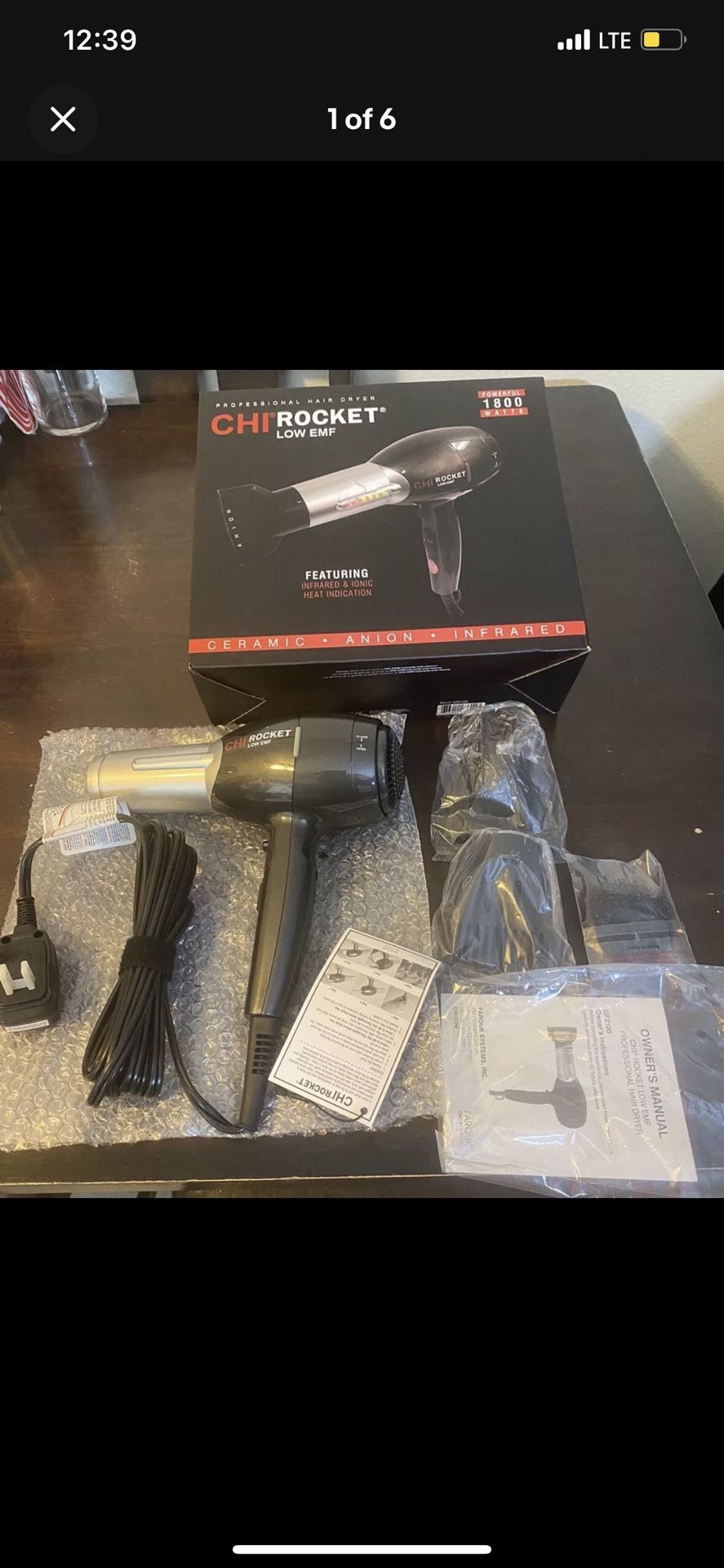 CHI Rocket Low EMF Prof Ceramic Anion Infrared Hair Blow Dryer 1800w GF2100