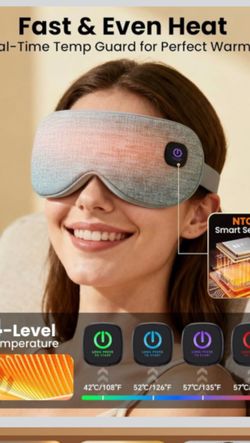Cordless Heated Eye Mask, Rechargeable Mask with 4 Heat Levels for Dry Eyes Fast Heating Mask with Washable Covers for Sleep, Travel, MGD, Blepharitis