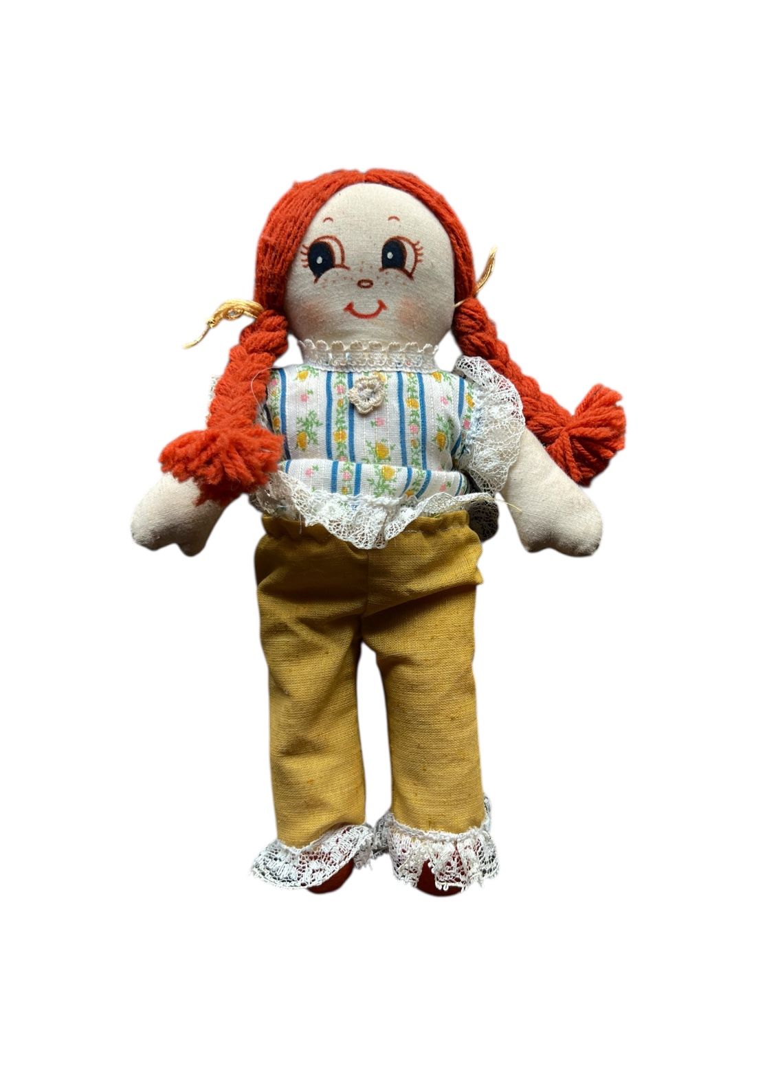 Vintage 70s Handmade Rag Doll Raggedy Ann 