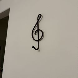 Handmade Steel Dark Brown G Clef Wall Ornament