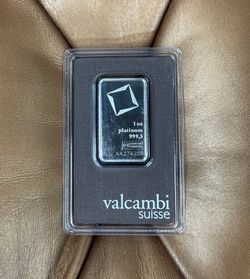 1 oz / 31.10g Platinum Bar Valcambi Suisse 999,5 Fine Platinum With In Assay