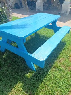 2* 6x5ft Picnic Tables Aqua Blue