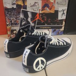 Converse CTAS Low Choose A Path To Peace Peace Sign White Black OG Retro Men's Size 10