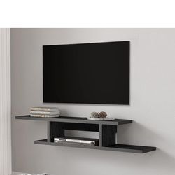 FITUEYES 50 inch Floating TV Stand with Blue LED Lights, Wall Mounted Under TV Shelf
