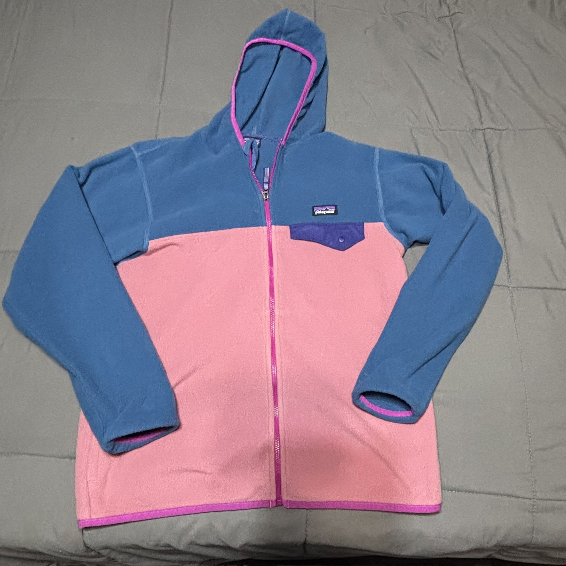 PATAGONIA GIRLS MICRO D SNAP FULL ZIP JACKET LIGHT STAR PINK JACKET