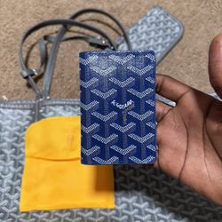 NAVY BLUE GOYARD SAINT-PIERRE CARD WALLET