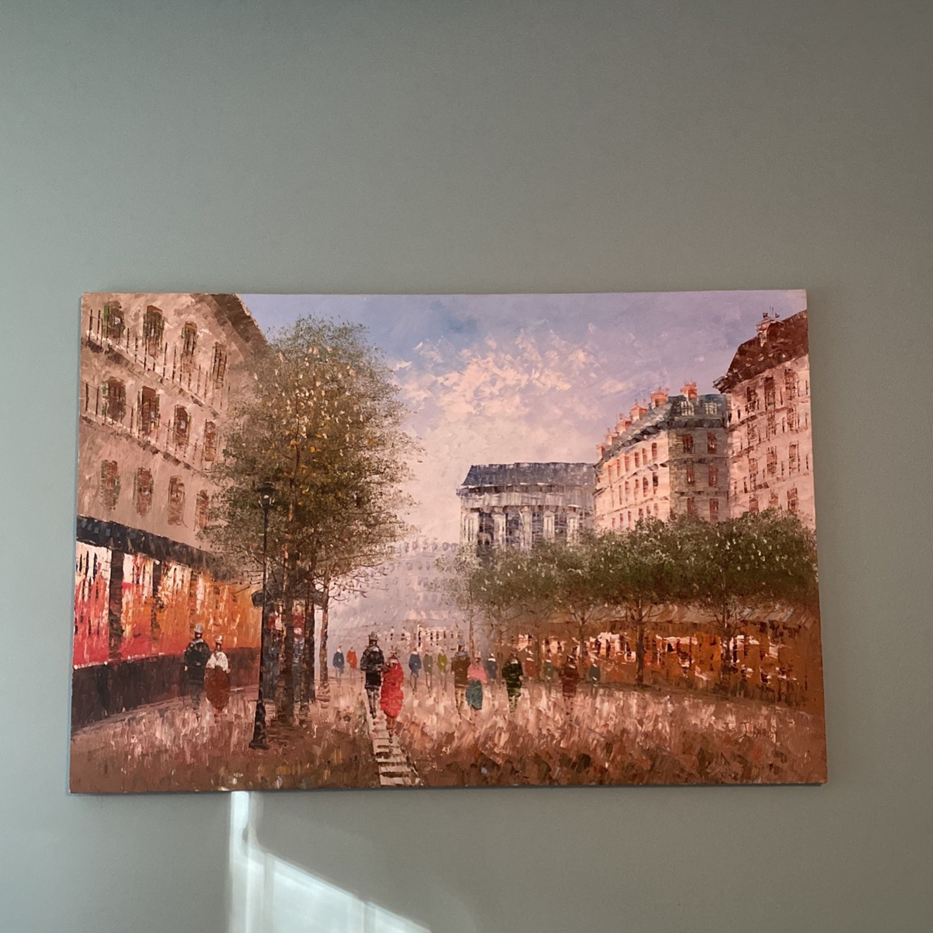 Paris Streetscape Oil Painting On Canvas 24”x36”