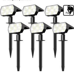 Solar Lights Outdoor Waterproof IP68, 56 LED 3 Lighting Modes Solar Powered Garden Yard Spot Solar Lights for Outside Landscape- 6 Pack (Cool White)