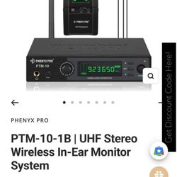 PTM-10-1B | UHF Stereo Wireless In-Ear M System