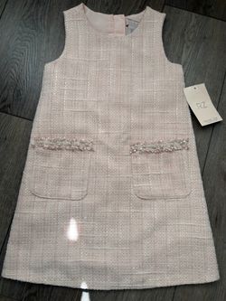 Rachel Zoe Girls Kids Size 5 Shift Dress Metallic Pink Brocade Pearl Holiday Wedding New with Tags
