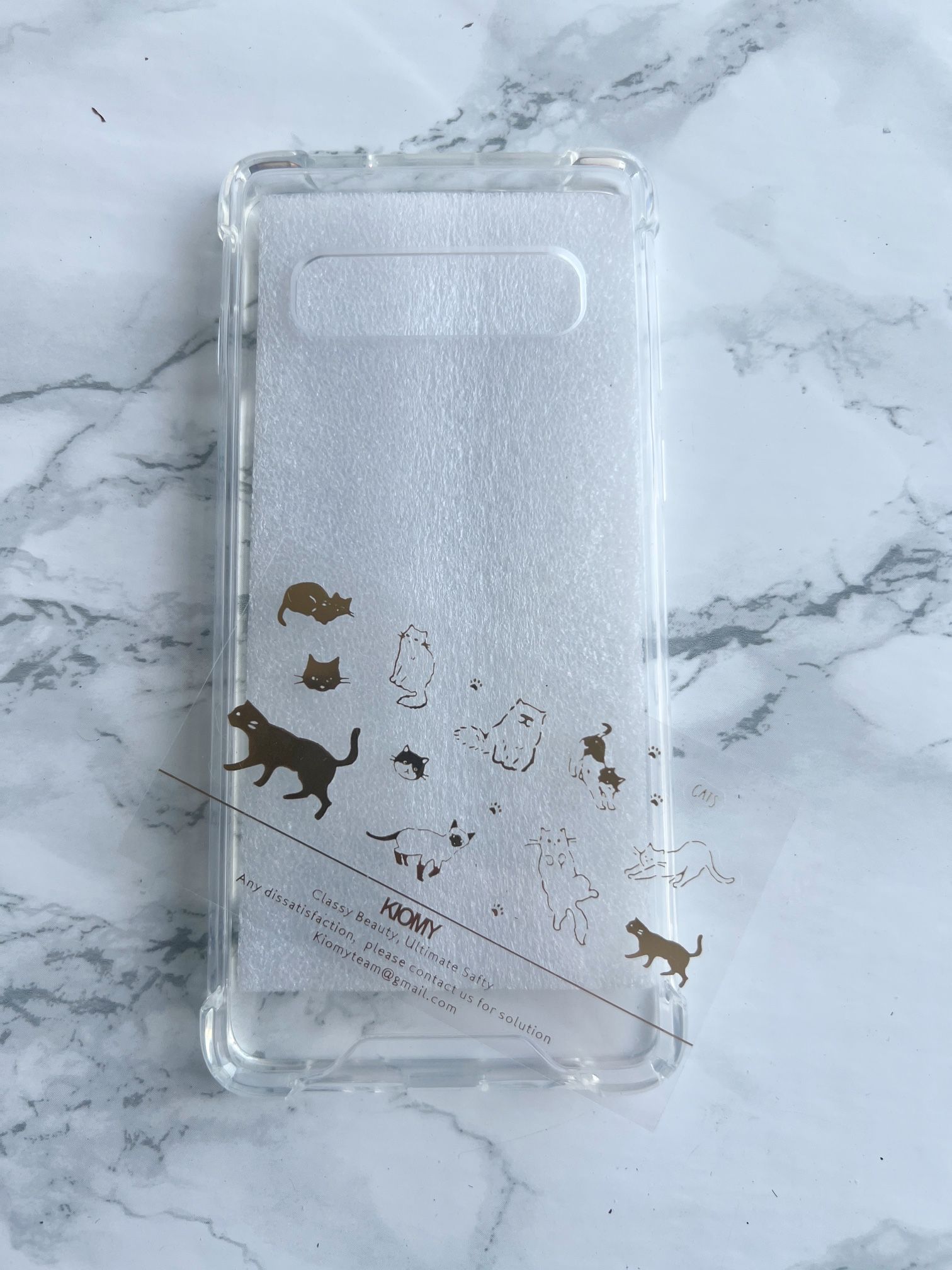 Customizable Clear Case with Gold Cat Stickers for Samsung Galaxy S10