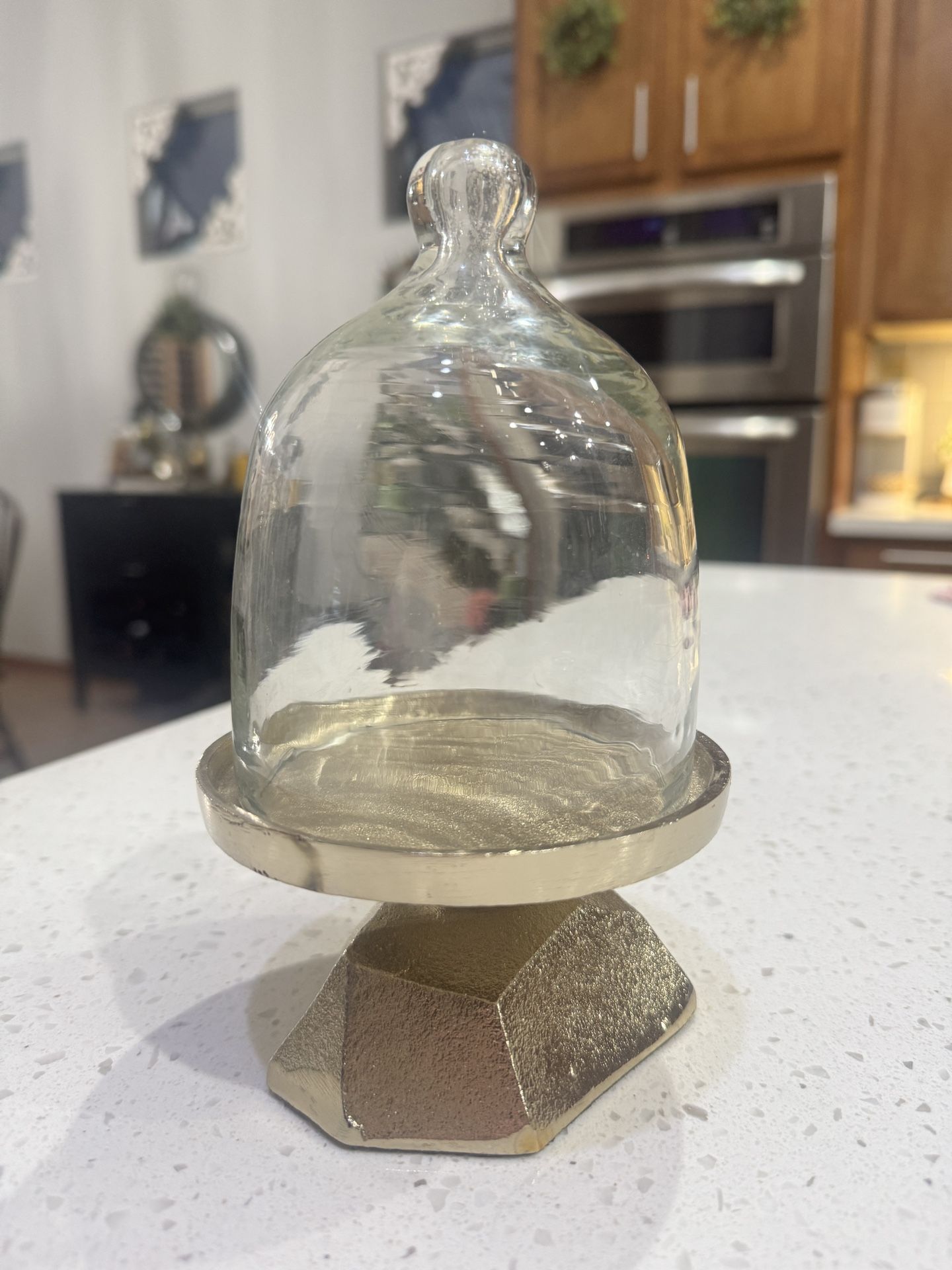 Gold Cupcake Stand With Glass Cloche