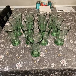 LIBBEY FLARED FOOTED 16 OZ COCA COLA GREEN DRINKING GLASS TUMBLER EMBOSSED