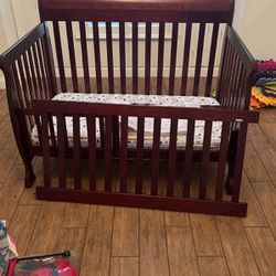 Wooden Crib And Pad Plus Play Room Toys