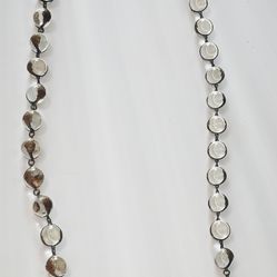 Antique Pools of Light Rock Crystal Necklace Gold Tone Caps 18" 50 Beads 12mm