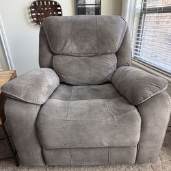 TWO Matching-BarcaLounger Power Reclining Rocking Chairs in Grey Fabric