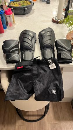 Muay Thai gloves, shorts and sheen protector