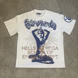 White Blue Hellstar Yoga TShirt M