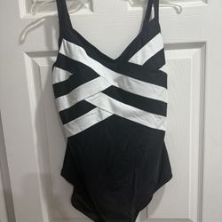 New! Black & White One Piece Swimsuit