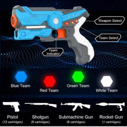 KO-ON Infrared Laser Tag Gun Set with 4 Guns & 4 Vests, Laser Tag Gun Toys for All Kids & Adults - Set of 4 Players, Infrared 0.9mW