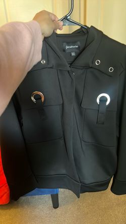 Stradivarius Black Hoodie with Silver Hardware