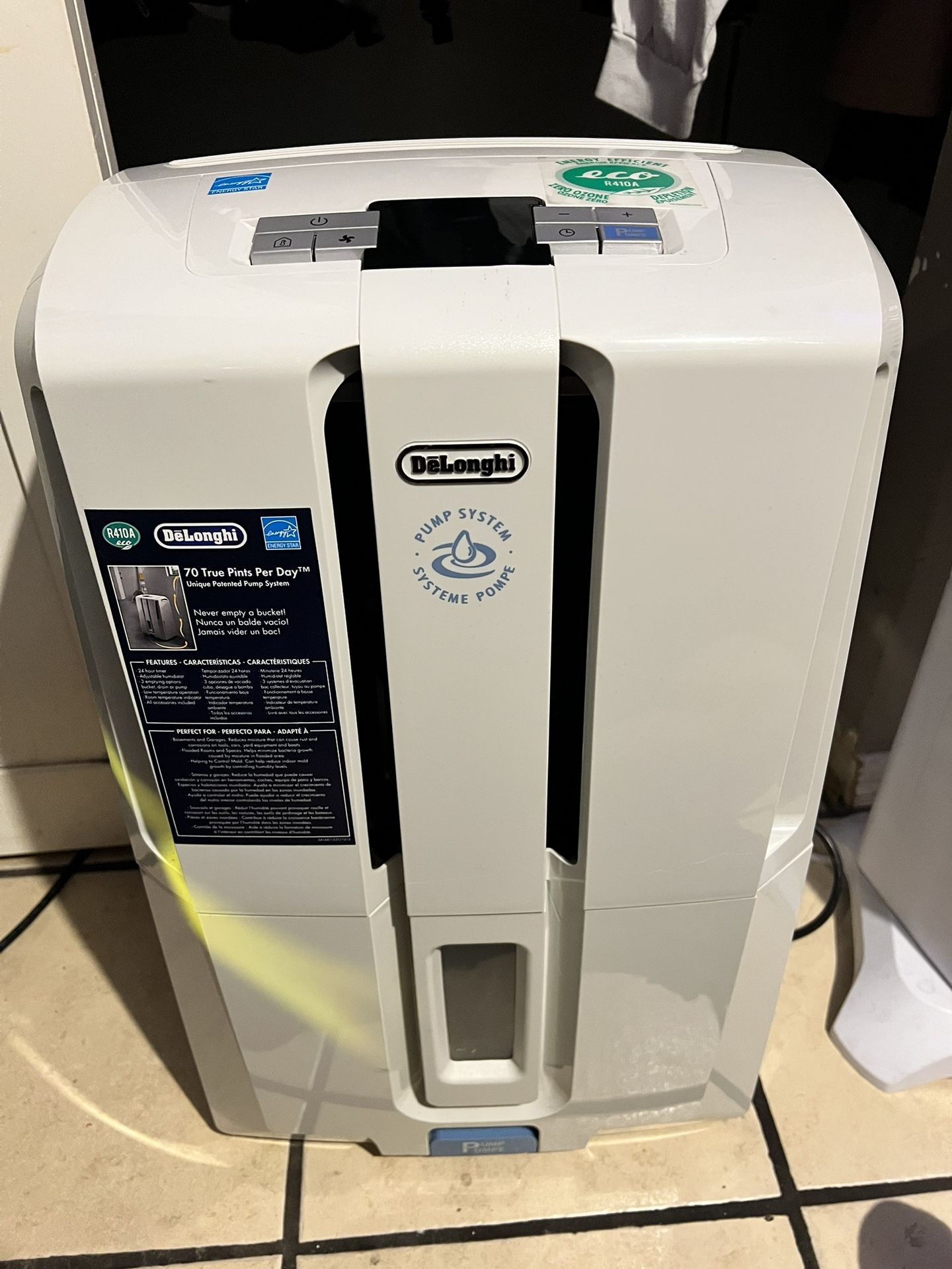 Delonghi Energy Star Dehumidifier with Pump, 70 pt.