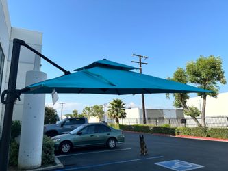 10 FT 2 Tier Square Cantilever Umbrella, 360 Rotation