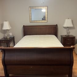 Queen Sleigh bed and mattress set or sell separately