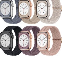 Braided Solo Loop Compatible with Apple Watch Band 38mm 40mm 41mm 42mm 44mm 45mm 49mm for Women Men, Nylon Stretchy Sport Bands Soft Elastic Straps fo