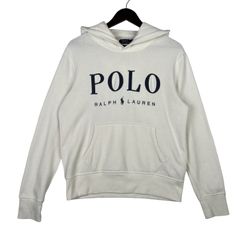 Ralph Lauren Hoodie Womens POLO Logo White SZ MEDIUM 