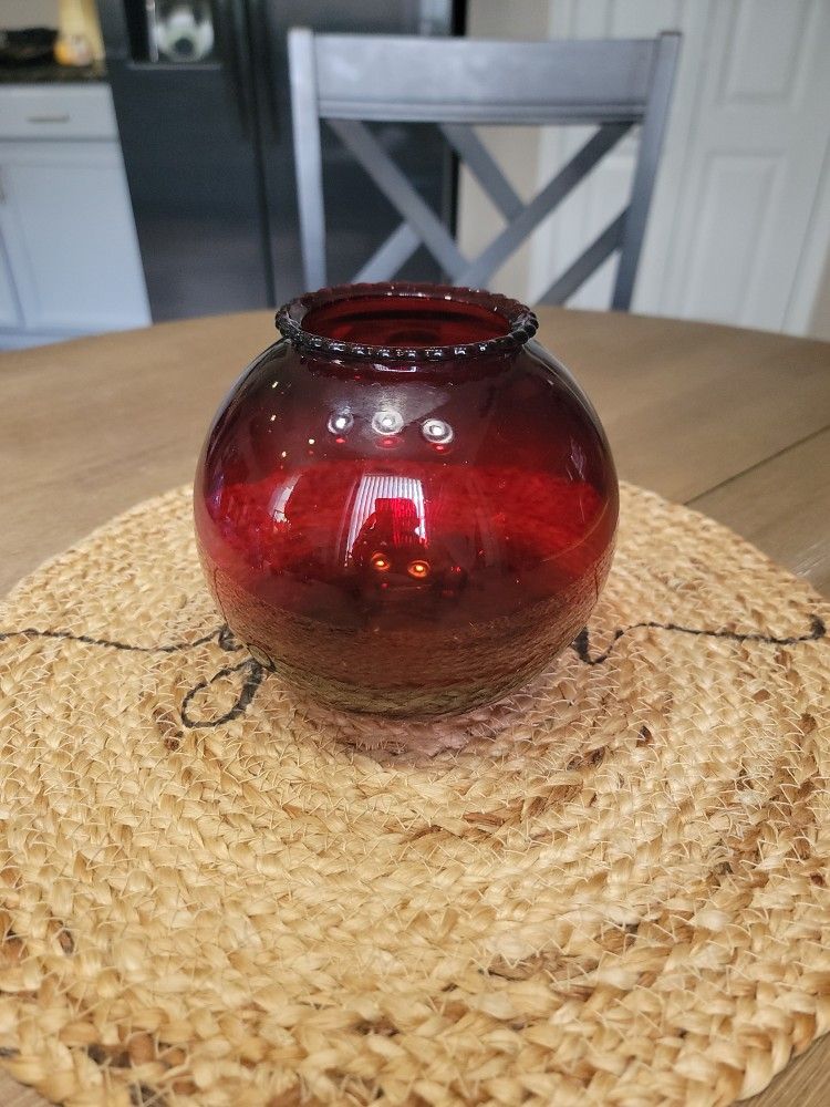 Vintage Anchor Hocking Ruby Red Ball Vase