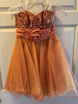 Strapless Short Orange Sequin Dress