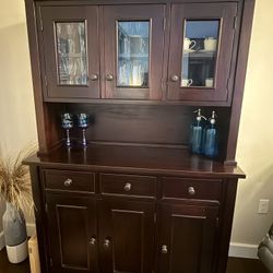 Crate and Barrel Mahogany Buffet and Hutch  