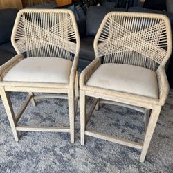 Loom 26" Taupe White Rope and Natural Gray Counter Stool *Set of 2